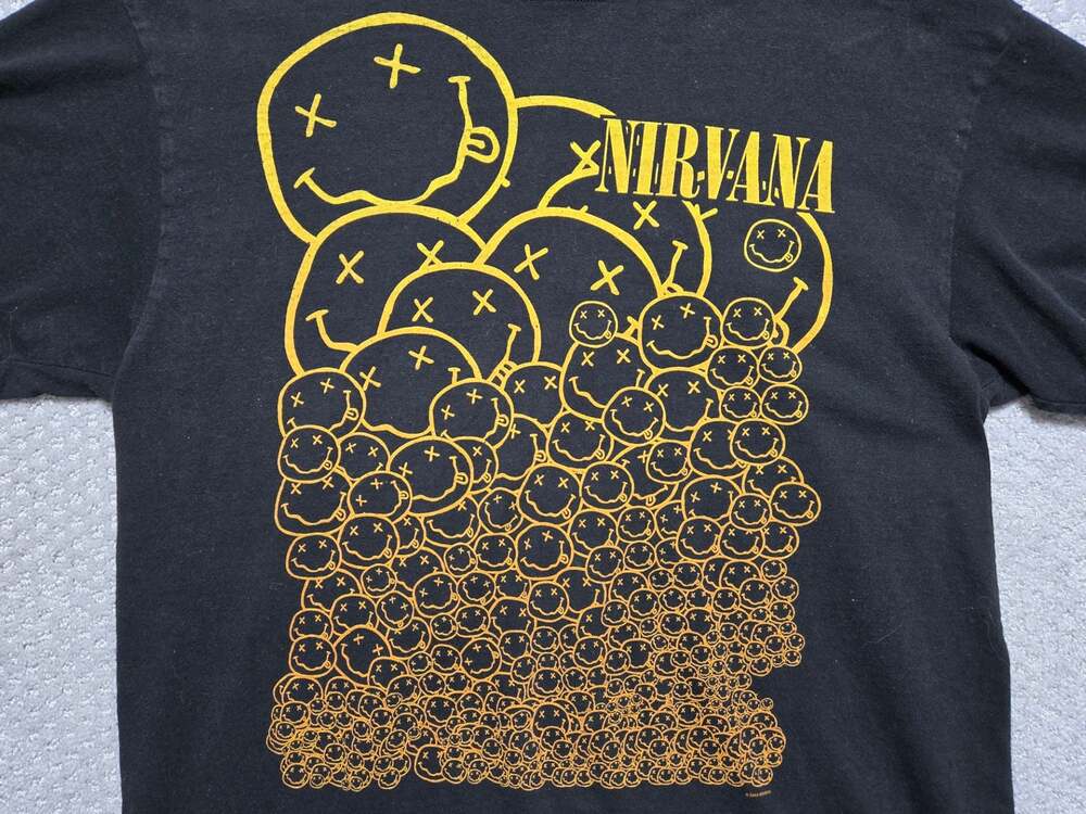 Nirvana Many Smiles Smiley Faces Black T-Shirt